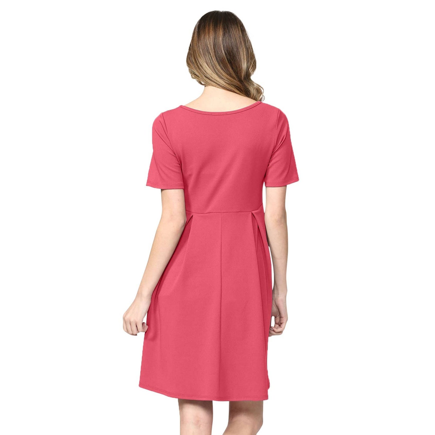 Pleated Round Neck Maternity Skater Dress