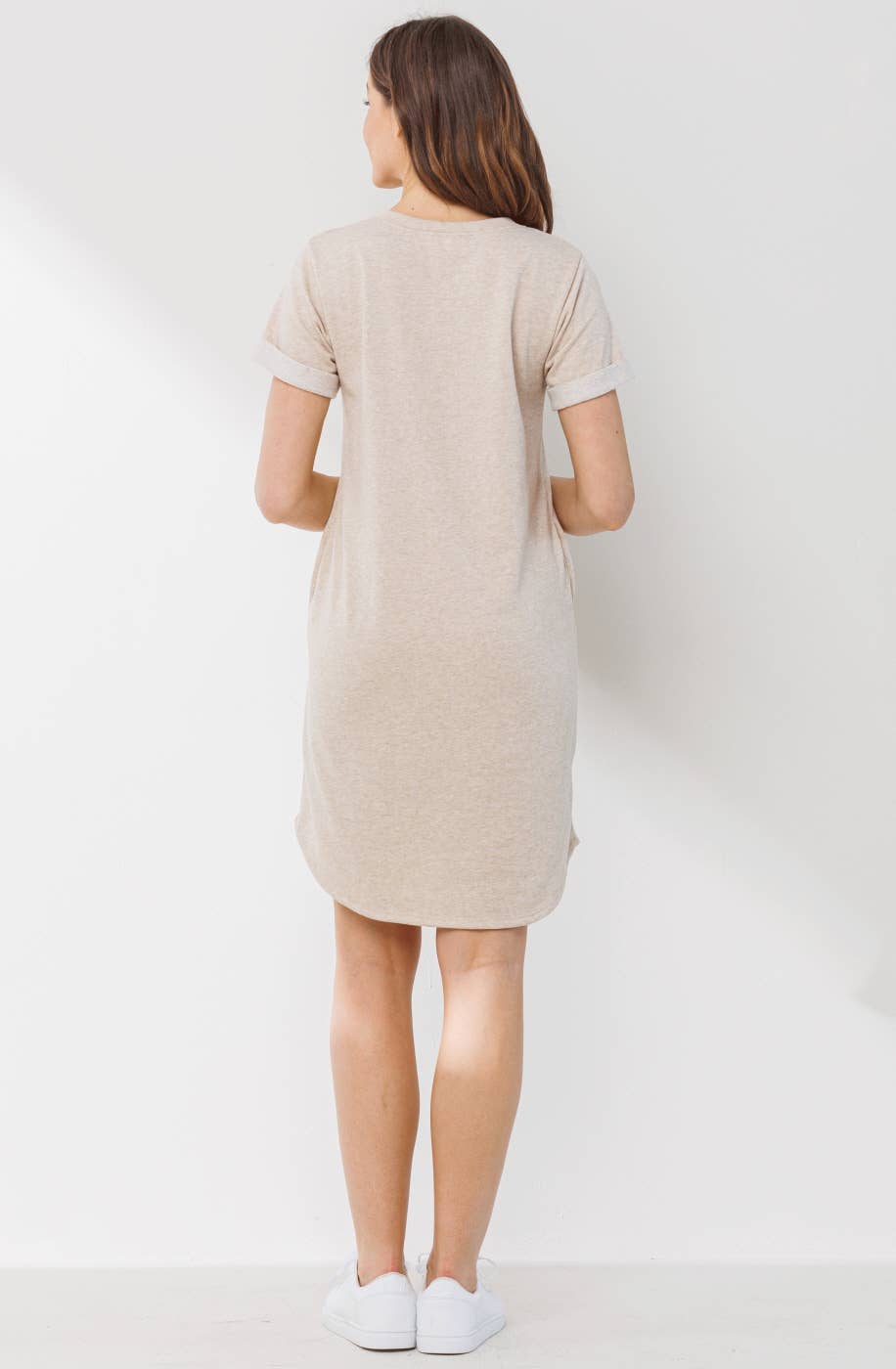Crew Neck Short Sleeve Maternity T-Shirt Dress