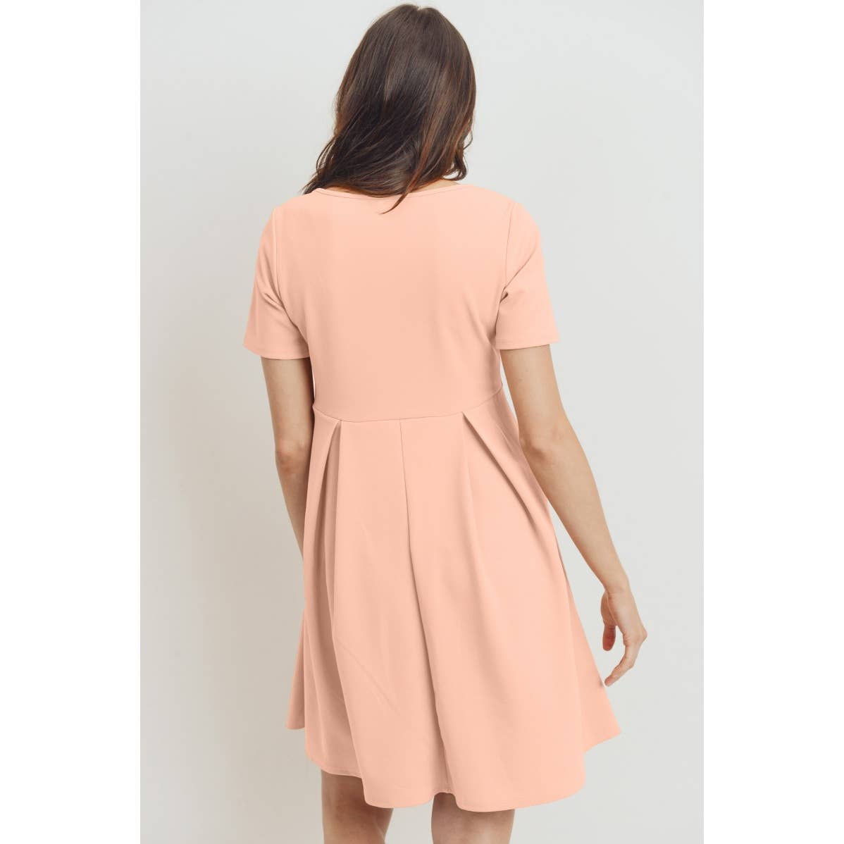 Pleated Round Neck Maternity Skater Dress