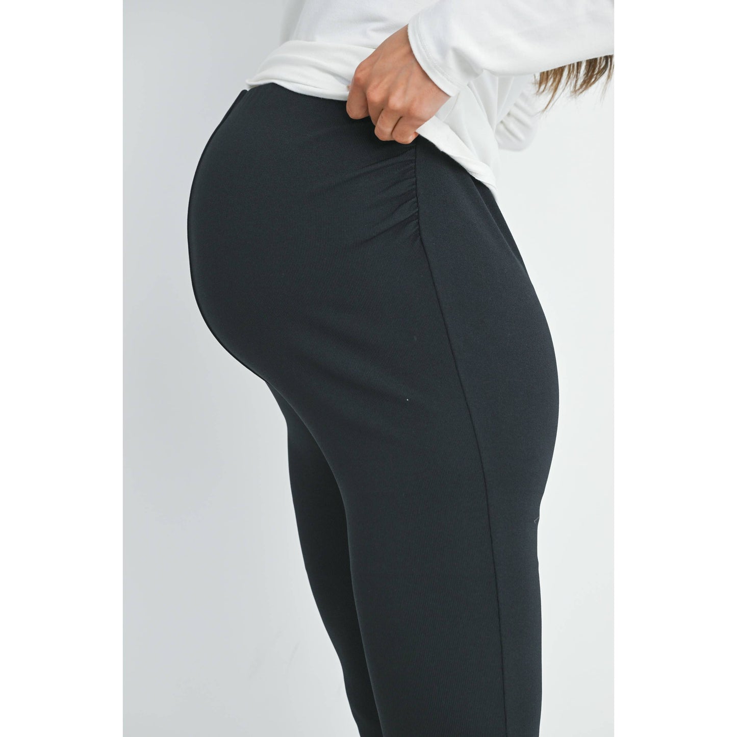 Black High Rise Maternity Knit Pants
