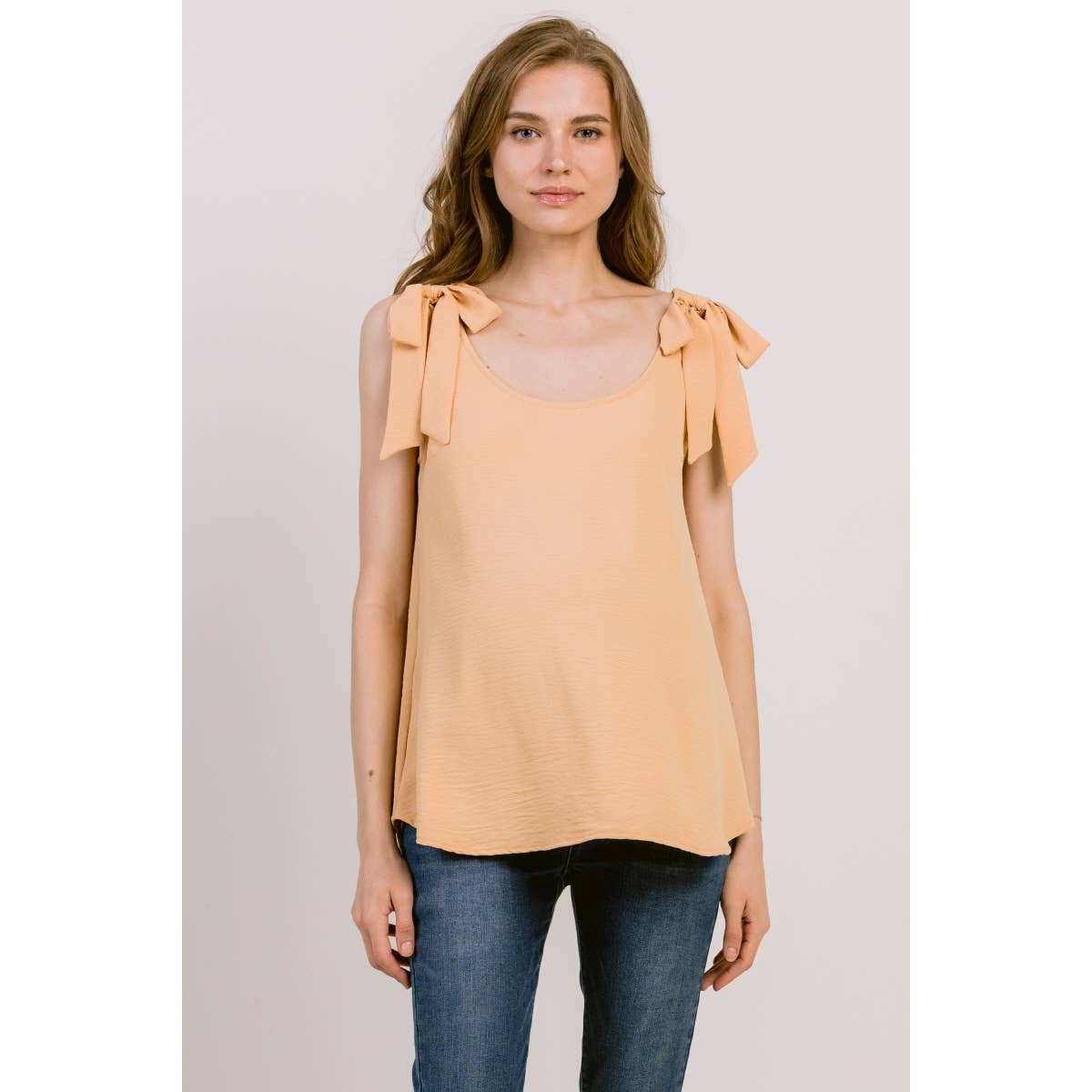 Tie-Strap Maternity Scoop Neck Tank Top