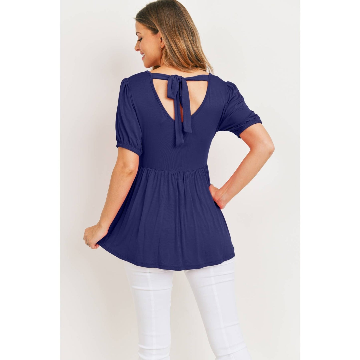 Solid Modal Jersey Back Tie Empire Maternityy Top