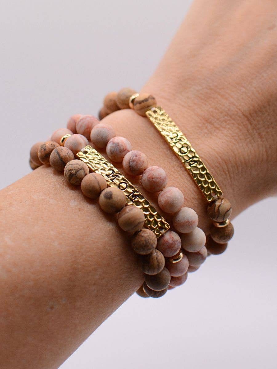 MOM stone stretch bracelet motherhood jewelry mothers day
