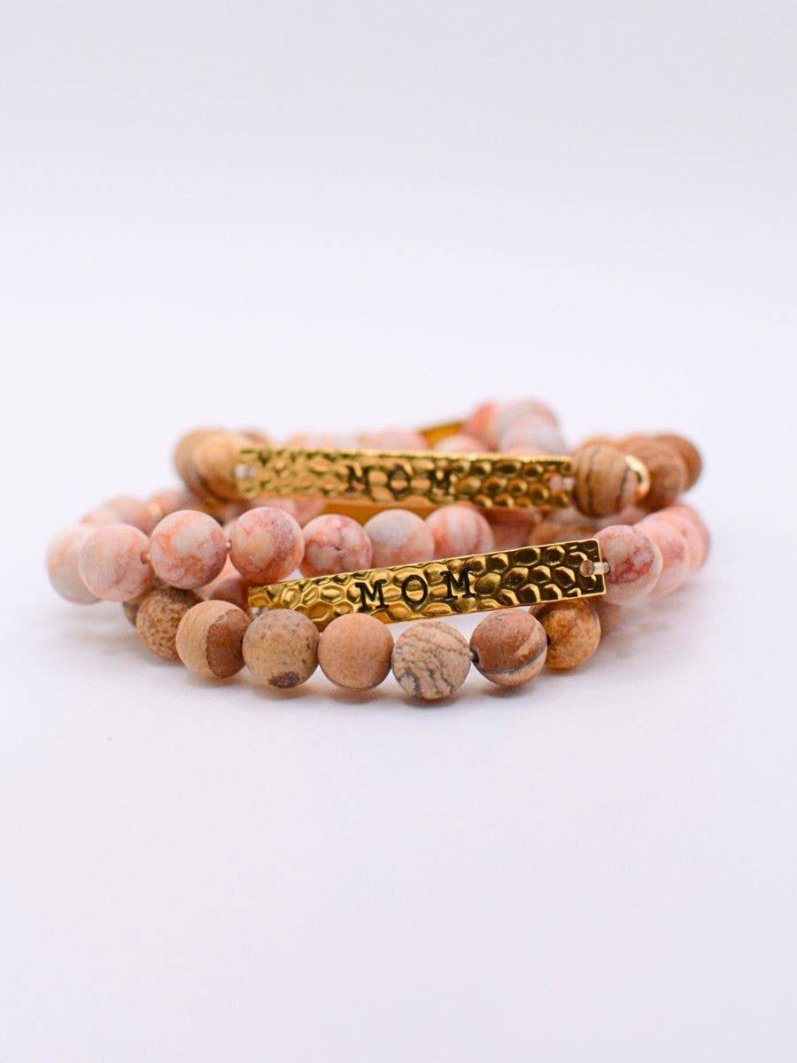 MOM stone stretch bracelet motherhood jewelry mothers day