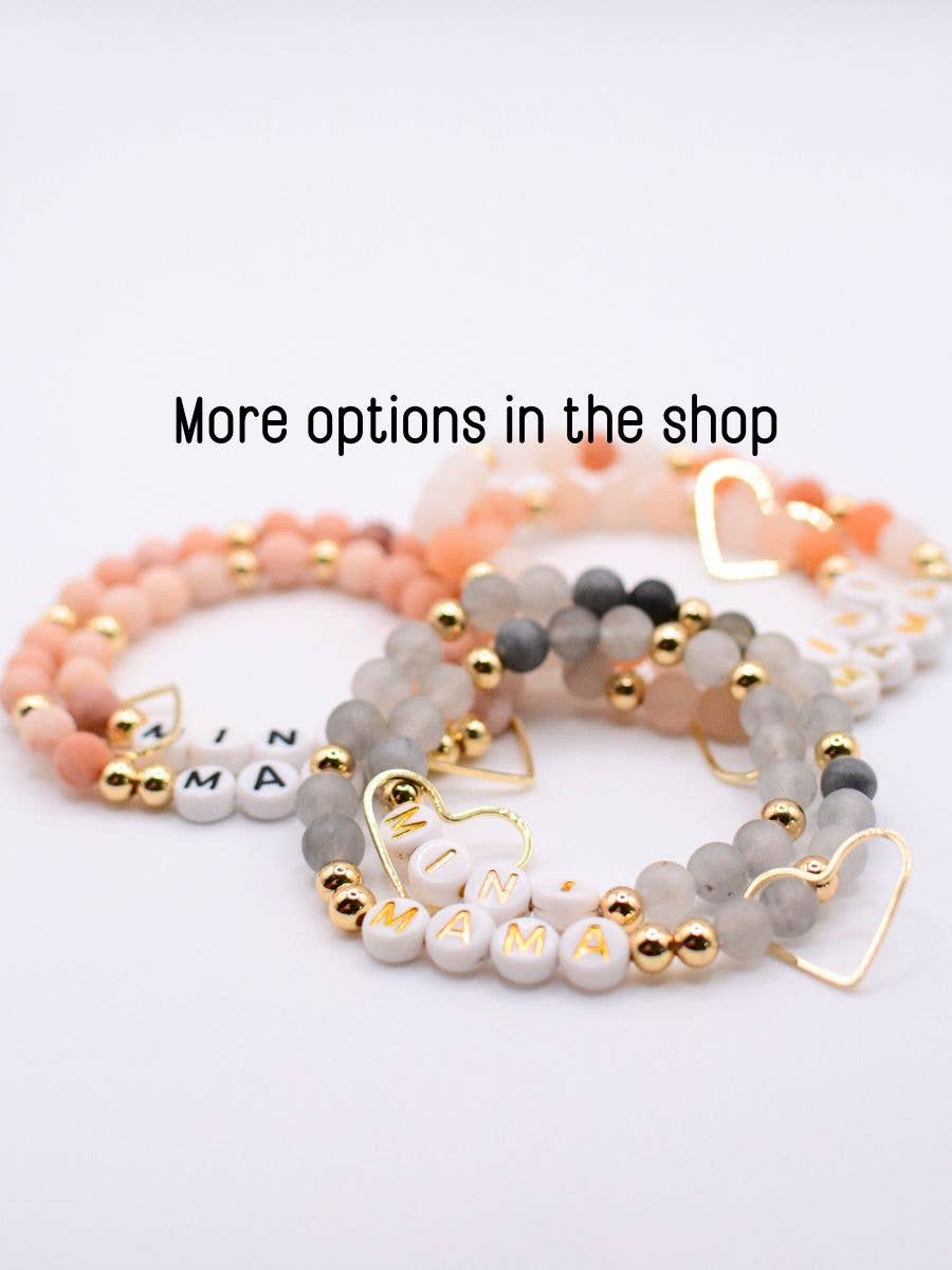 Mama MINI matching BLACK gold beaded bracelet jewelry set