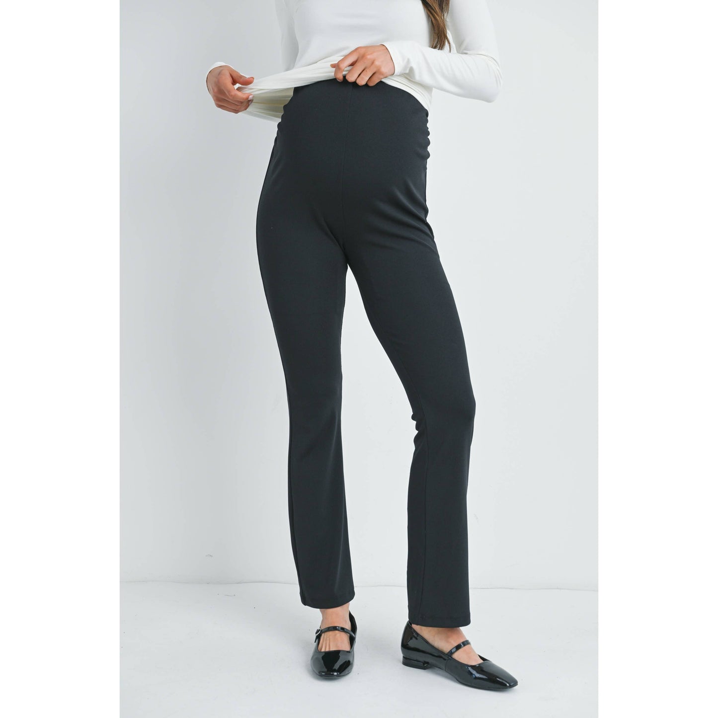 Black High Rise Maternity Knit Pants