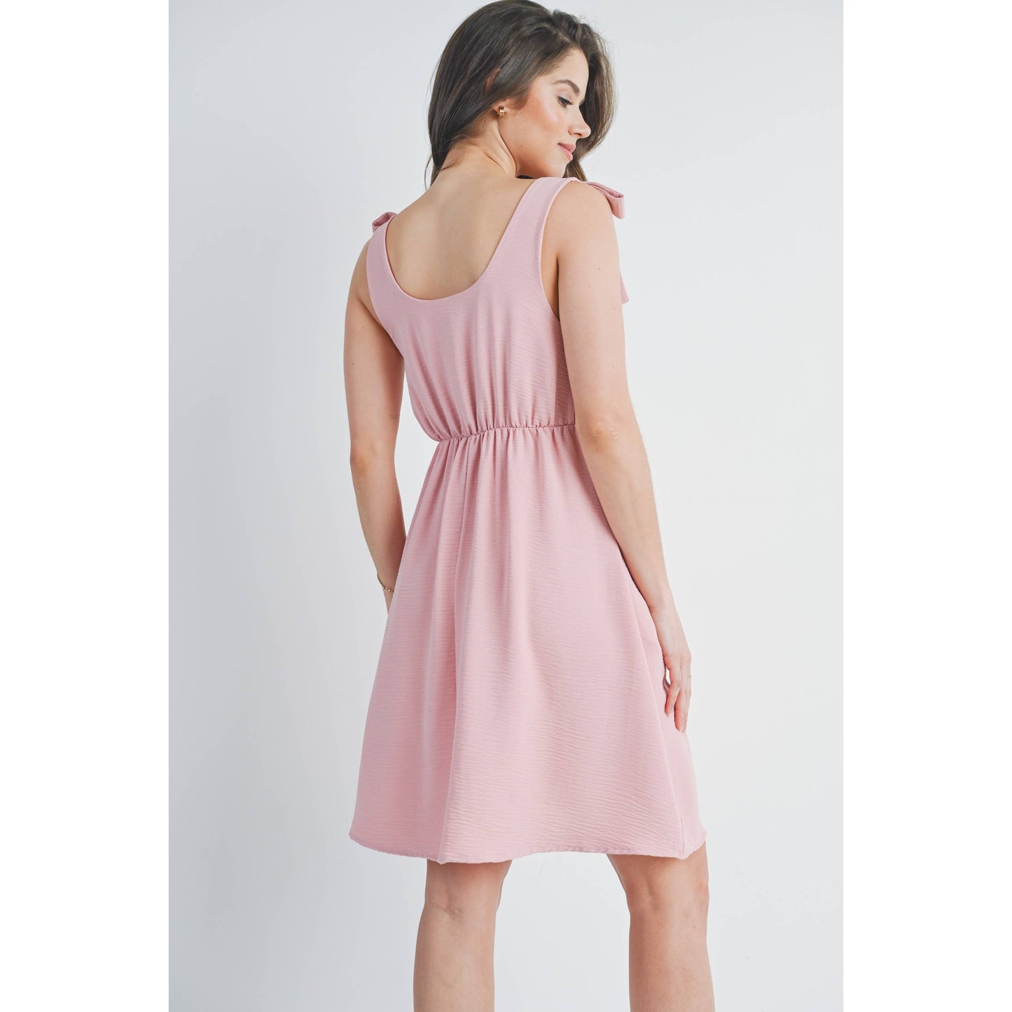 Tie-Shoulder Scoop Neck Maternity Dress