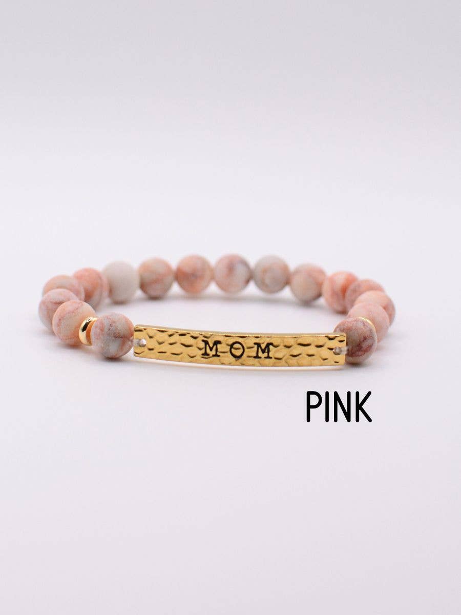 MOM stone stretch bracelet motherhood jewelry mothers day