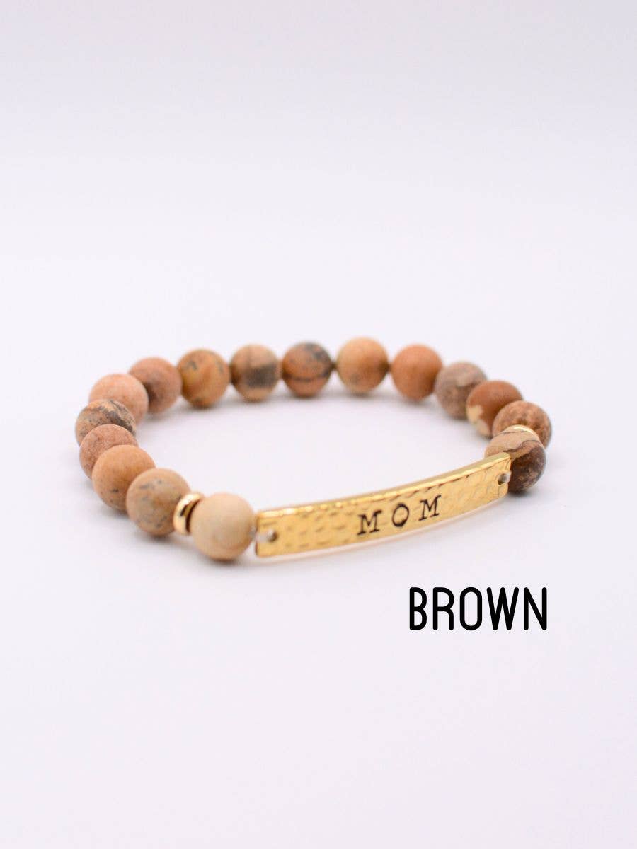 MOM stone stretch bracelet motherhood jewelry mothers day