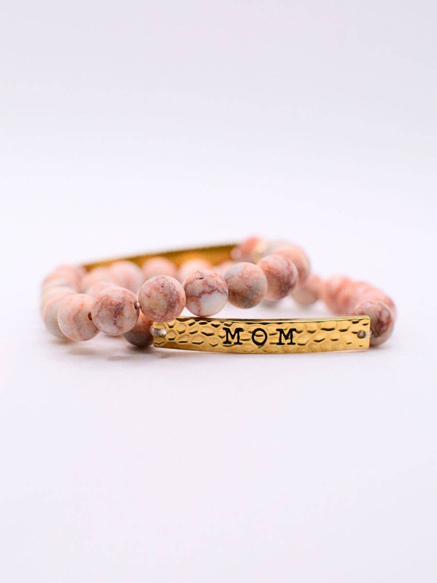 MOM stone stretch bracelet motherhood jewelry mothers day