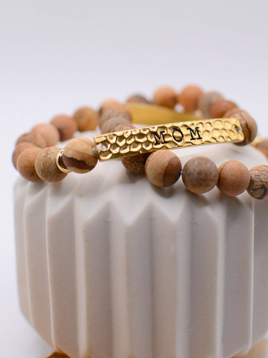 MOM stone stretch bracelet motherhood jewelry mothers day