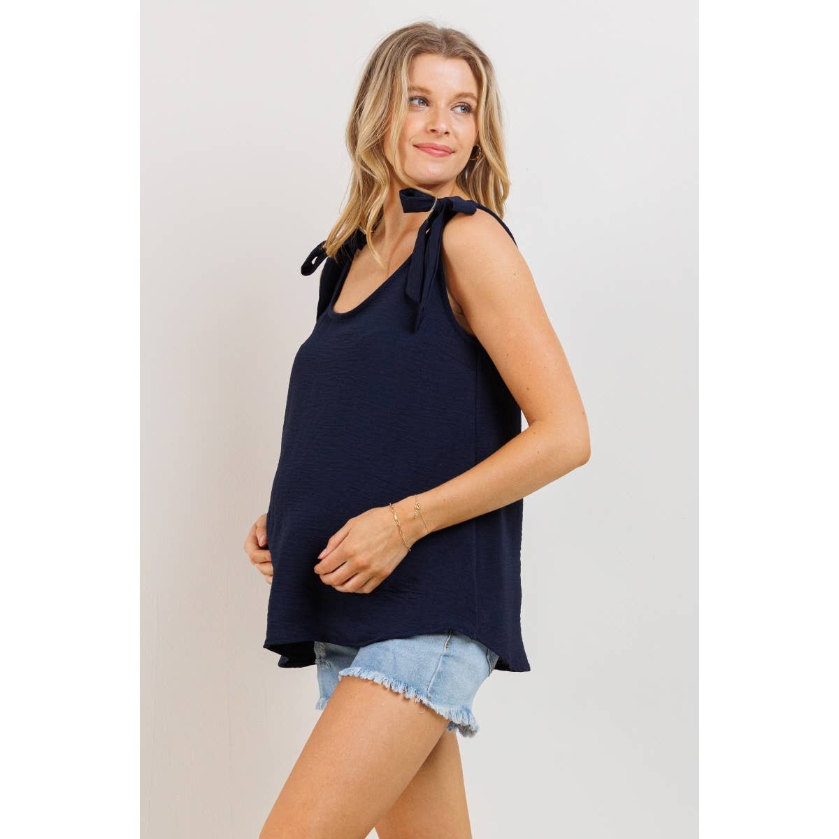 Tie-Strap Maternity Scoop Neck Tank Top