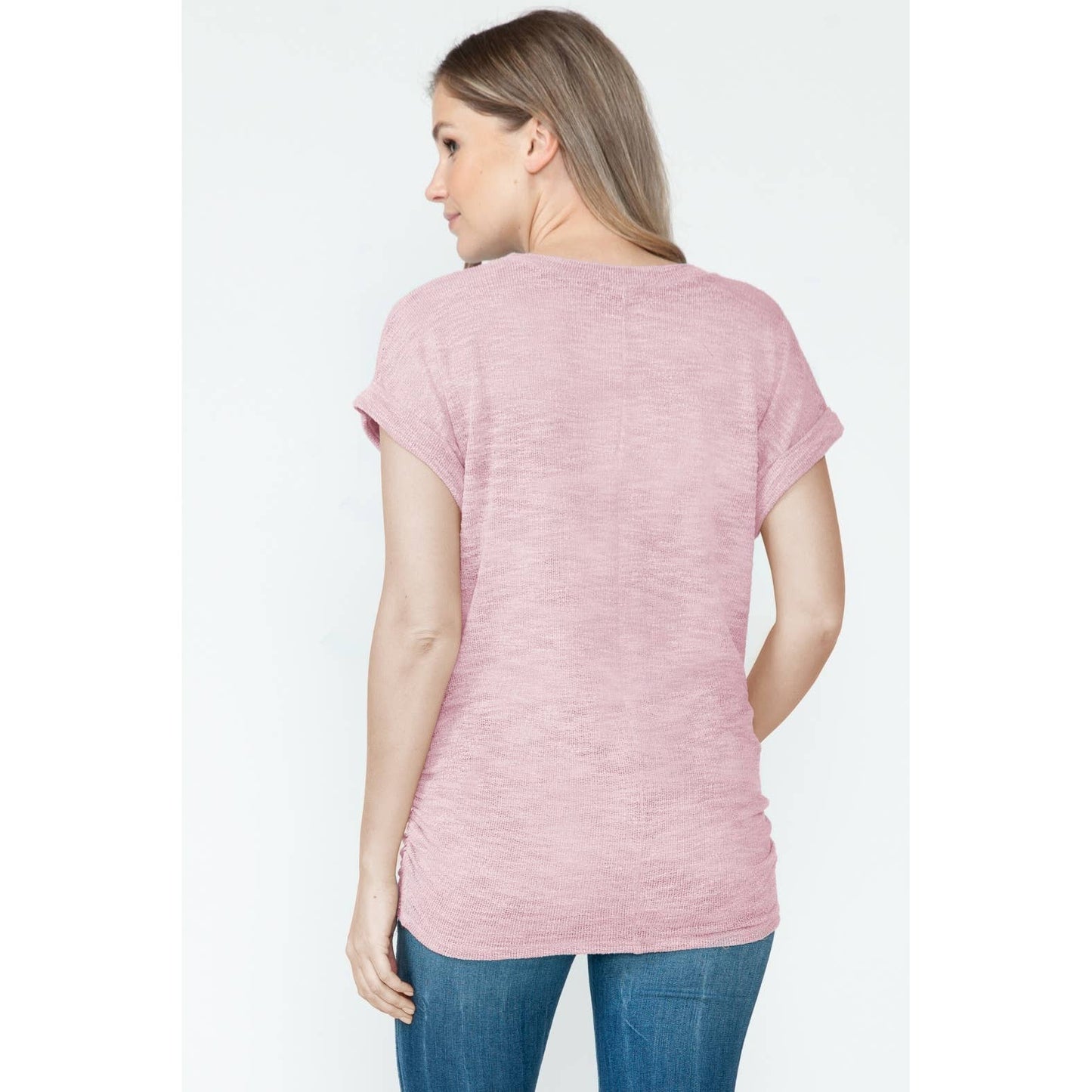 Maternity Side Shirring Ruched Knitted Basic Solid Top