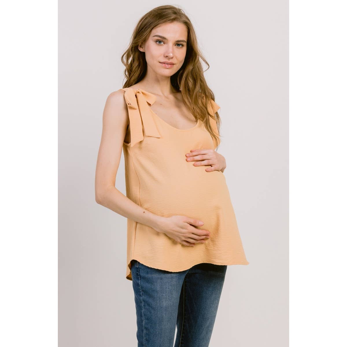 Tie-Strap Maternity Scoop Neck Tank Top