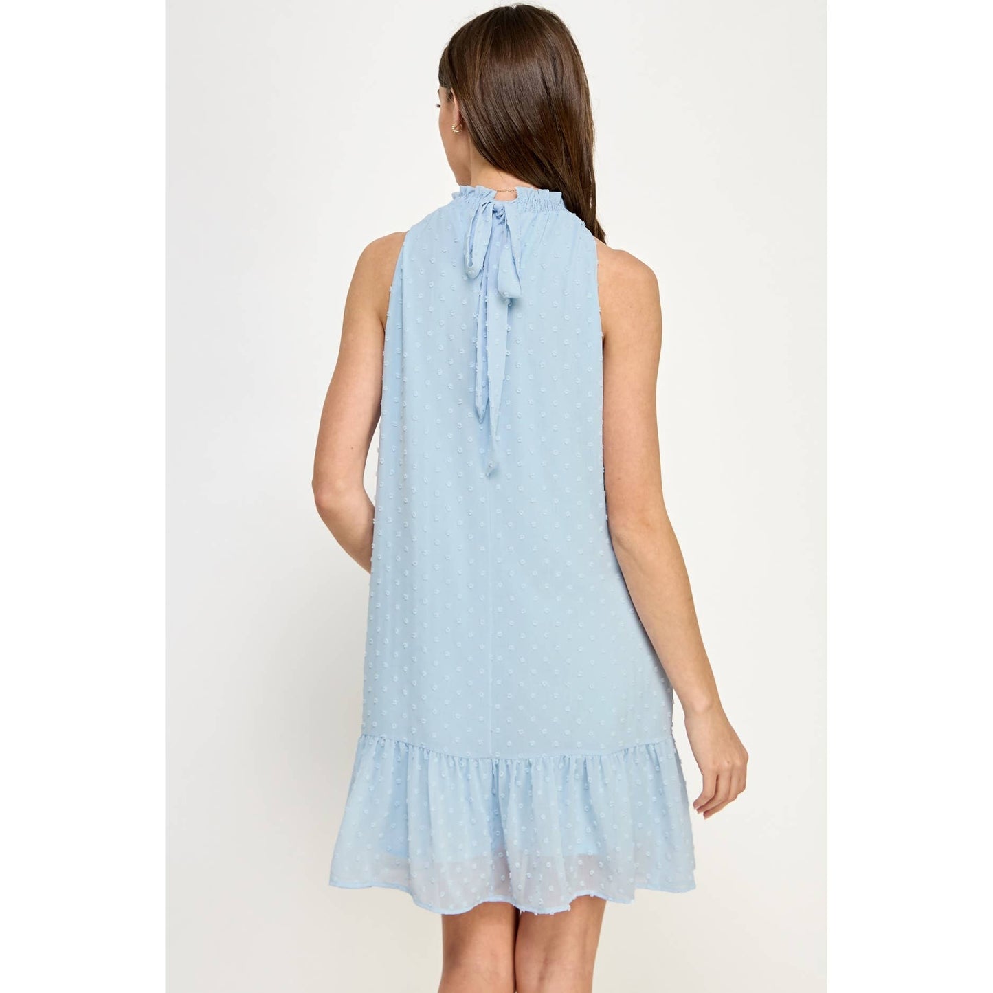 Mock Neck Swiss Dot Ruffled Maternity Dress