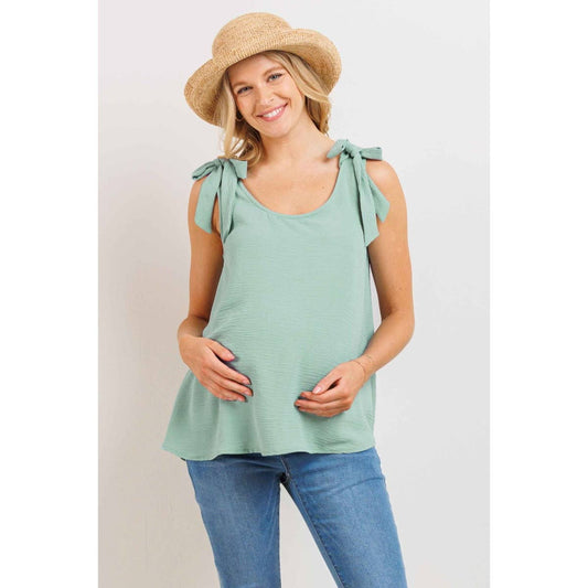 Tie-Strap Maternity Scoop Neck Tank Top