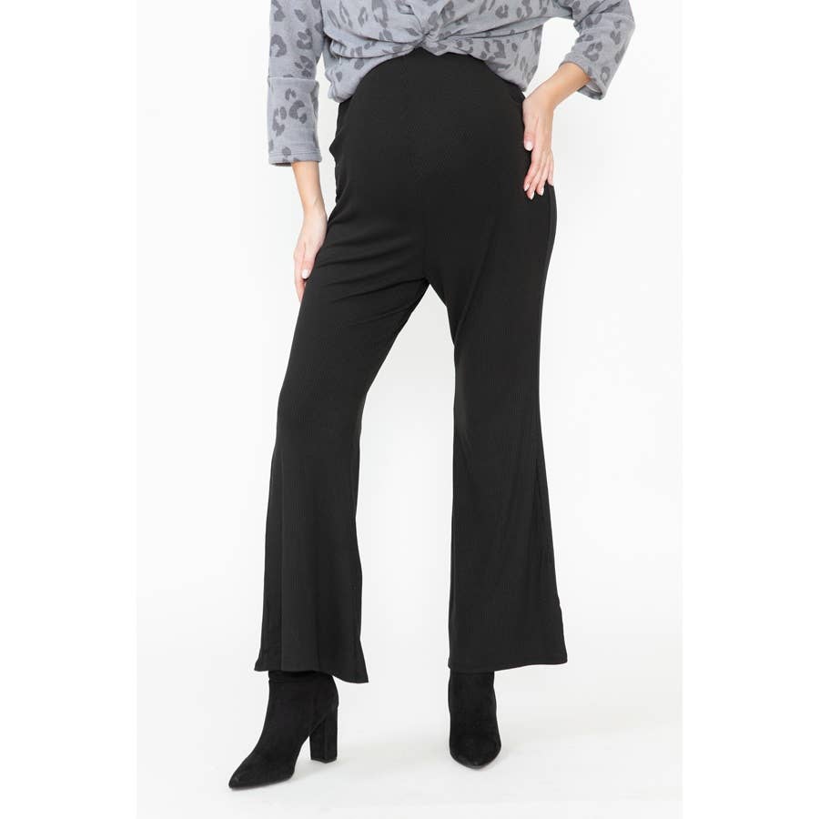 Maternity Flared Ruffle Solid Basic Long Legging Maxi Pants