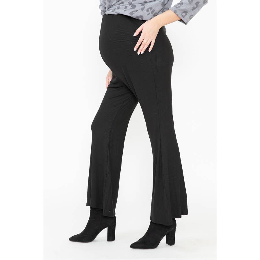 Maternity Flared Ruffle Solid Basic Long Legging Maxi Pants
